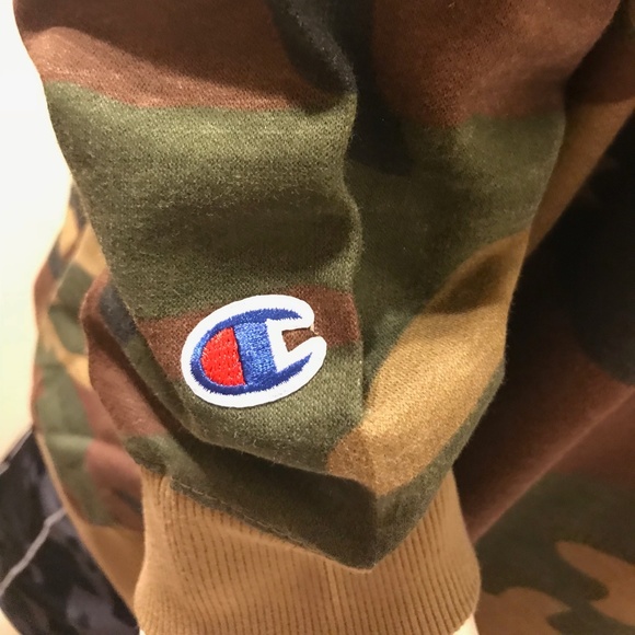 Champion Camo Vintage Hooded Sweatshirt Hoodie Men - Picture 4 of 6